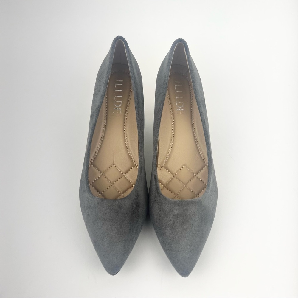 Grey Suede Pointed Toe Stiletto Heels